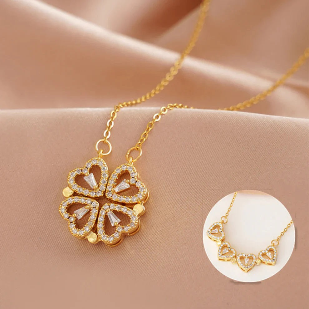 COLLAR TREBOL 4 CORAZONES | ENVIO TODO EL PERU