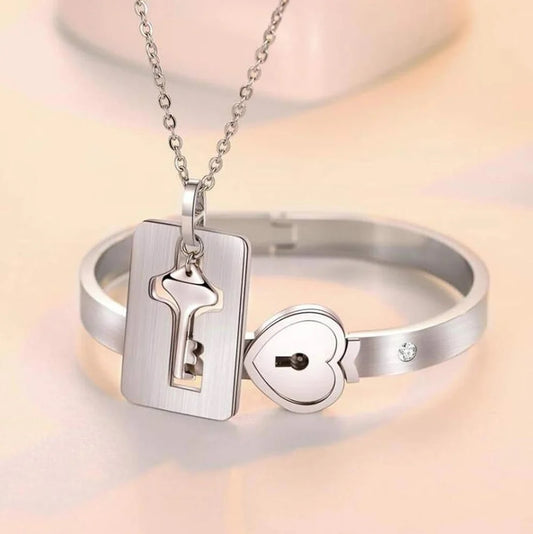 COLLAR PULSERA PAREJA CORAZON + LLAVE ❤️🗝️ | ENVIO TODO EL PERU