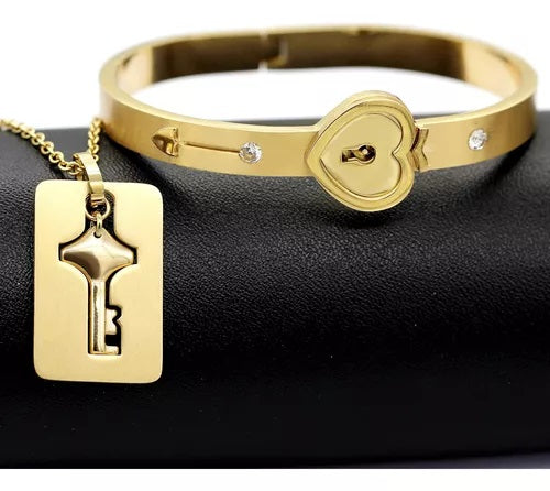 COLLAR PULSERA PAREJA CORAZON + LLAVE ❤️🗝️ | ENVIO TODO EL PERU